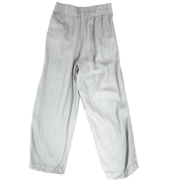 Madewell Textured Linen Blend Pants Greige Elastic Waist Wide Leg Fits S - Picture 3 of 9